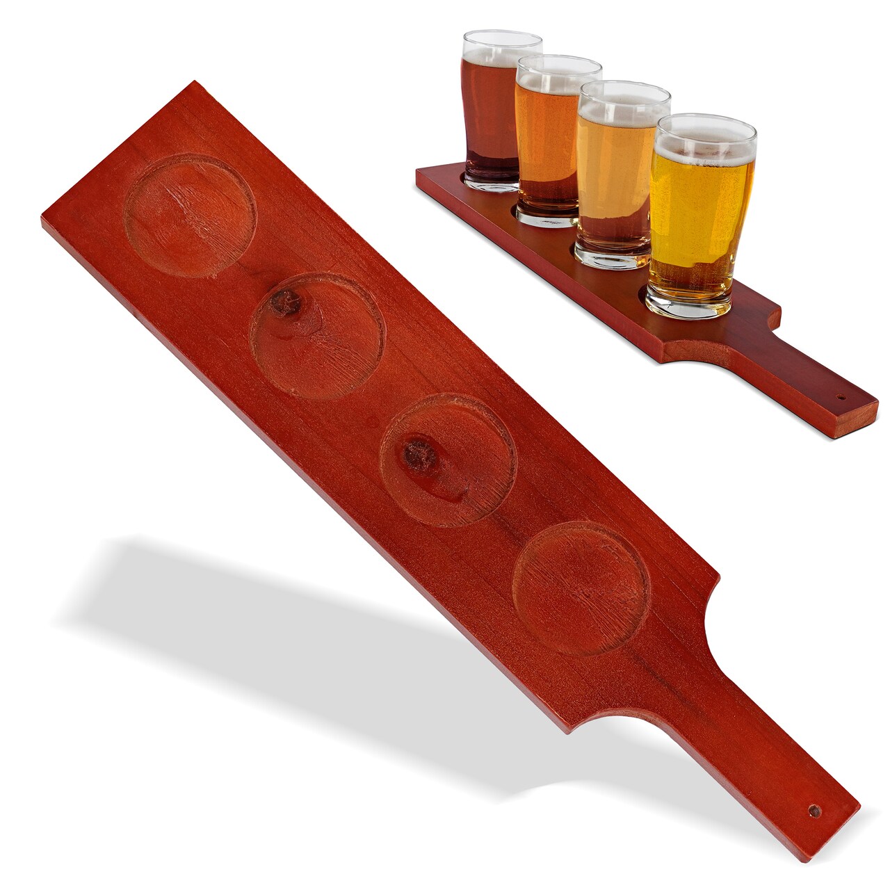 G Francis Flight Board - 4 Slot Sample Wooden Beer, Wine, or Bourbon Tasting Kit